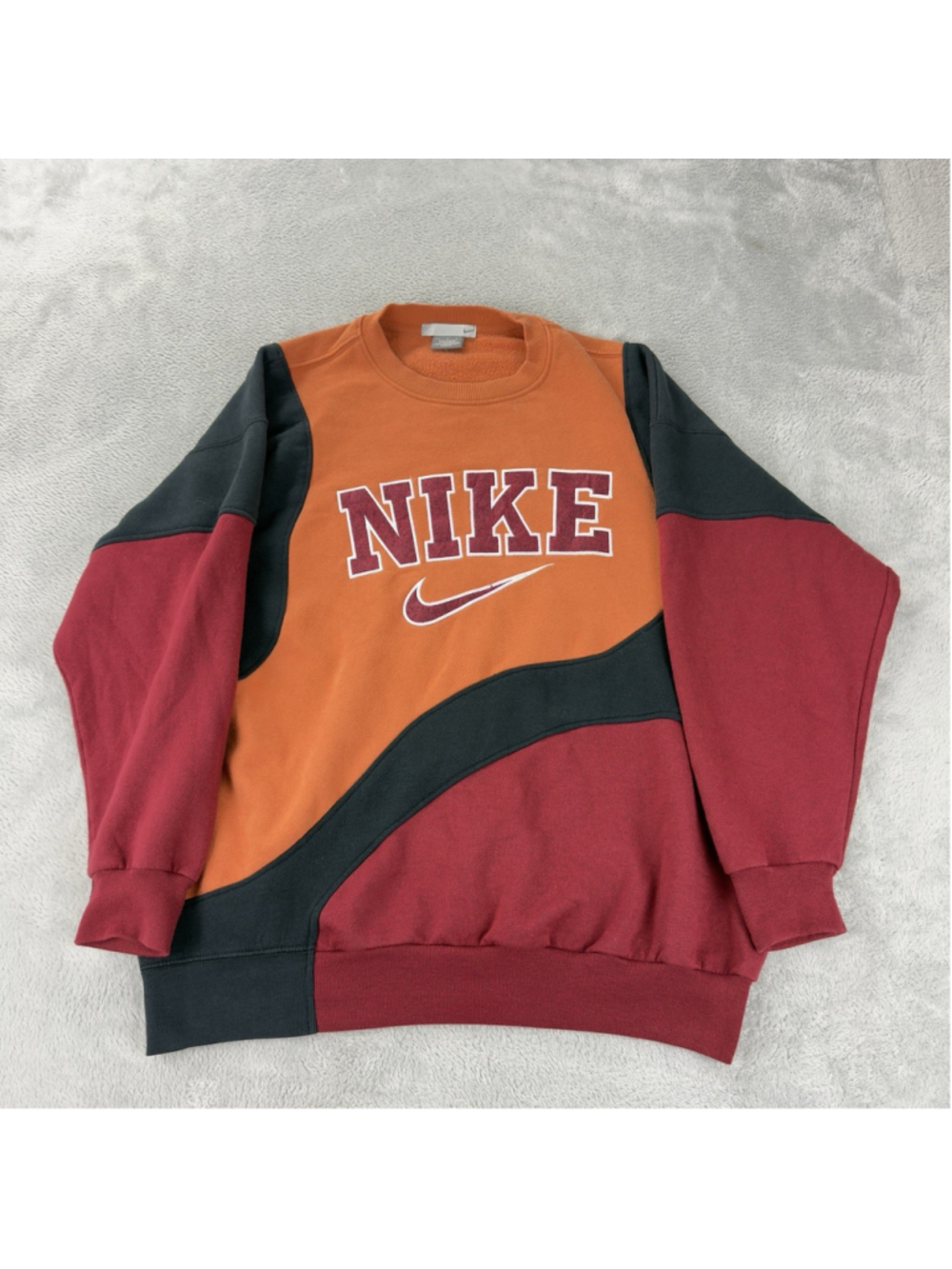 Nike Men’s Colorblock Crewneck Sweatshirt - Orange & Burgundy